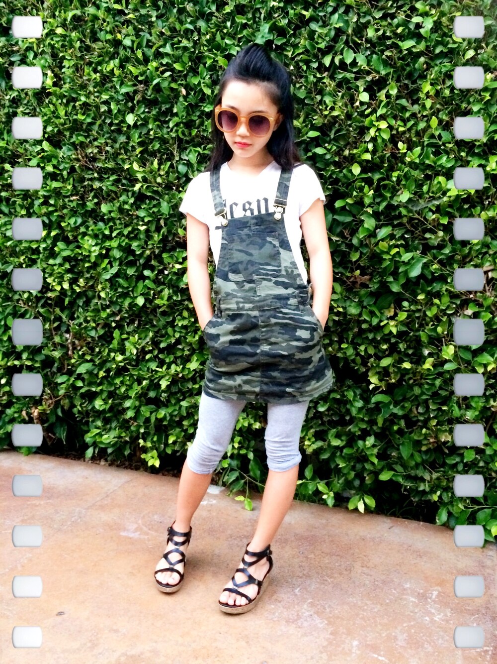 「ootd、hat、Cute」｜「FOREVER 21のアイテム（ワンピース、グリーン系）」を使った、puppyloveMさん（キッズ・142cm）の秋コーディネートの1枚目の写真