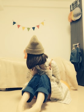 「B.L.U.E（ビーエルユーイー）のアイテム（パンツ）」を使った、なあむ.さん（レディース・152cm）の冬コーディネート