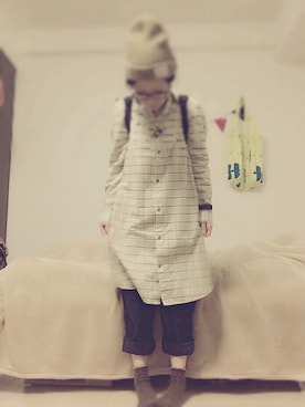 「B.L.U.E（ビーエルユーイー）のアイテム（パンツ）」を使った、なあむ.さん（レディース・152cm）の春コーディネート