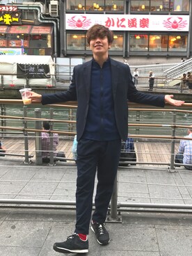 「UP START（アップスタート）のアイテム（パンツ）」を使った、kenshirouさん（メンズ・175cm）の秋コーディネート