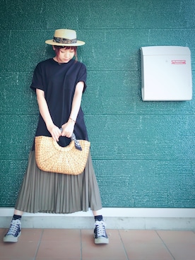 「Avail（アベイル）のアイテム（ハット、ベージュ系）」を使った、あむさん（レディース・166cm）の春コーディネート