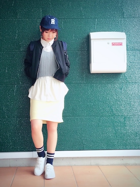 「アベイル」｜「アイテム（ブルゾン）」を使った、あむさん（レディース・166cm）の春コーディネート
