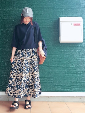 「USEDのアイテム（キャップ、シルバー系）」を使った、あむさん（レディース・166cm）の夏コーディネート