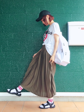 「Avail（アベイル）のアイテム（キャップ、ブラック系）」を使った、あむさん（レディース・166cm）の夏コーディネート