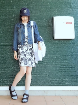 「スポサン」｜「アイテム（デニムジャケット）」を使った、あむさん（レディース・166cm）の夏コーディネート