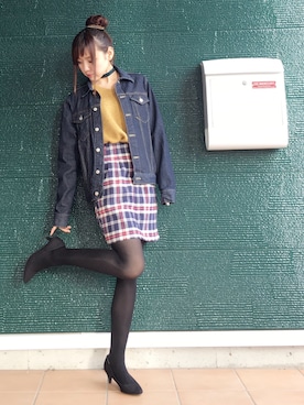 「アベイル」｜「アイテム（デニムジャケット）」を使った、あむさん（レディース・166cm）の秋コーディネート