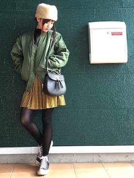 「GU（ジーユー）のアイテム（Hats、ベージュ系）」を使った、あむさん（レディース・166cm）の秋コーディネート