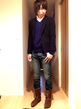 「ブーツイン」｜「アイテム（PC・スマホグッズ/家電）」を使った、hirotakaさん（メンズ・173cm）の冬コーディネート