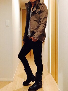 「ブーツイン」｜「アイテム（PC・スマホグッズ/家電）」を使った、hirotakaさん（メンズ・173cm）の冬コーディネート