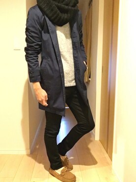 「UGG」｜「アイテム（ステンカラーコート）」を使った、hirotakaさん（メンズ・173cm）の冬コーディネート
