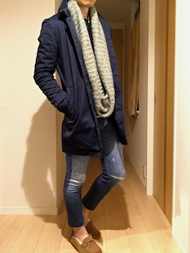 「UGG」｜「アイテム（ステンカラーコート）」を使った、hirotakaさん（メンズ・173cm）の冬コーディネート