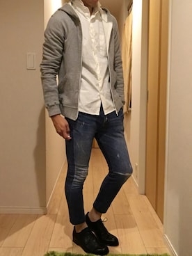 「Pledge（プレッジ）のアイテム（トップス）」を使った、hirotakaさん（メンズ・173cm）の春コーディネート