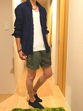 「膝上ショーツ」｜「アイテム（アクセサリー）」を使った、hirotakaさん（メンズ・173cm）の夏コーディネート