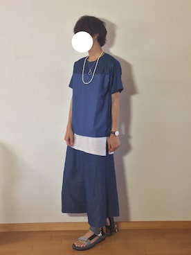 「ガウチョパンツ」｜「アイテム（デニムパンツ）」を使った、Kazuyukiさん（メンズ・170cm）の夏コーディネート