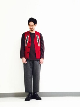 「ORTEGA（オルテガ）のアイテム」を使った、Shirou Takemotoさん（メンズ・171cm）の秋コーディネート