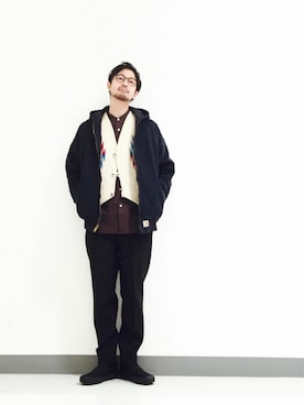 「ORTEGA（オルテガ）のアイテム」を使った、Shirou Takemotoさん（メンズ・171cm）の秋コーディネート