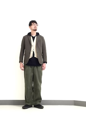 「ORTEGA（オルテガ）のアイテム」を使った、Shirou Takemotoさん（メンズ・171cm）の秋コーディネート