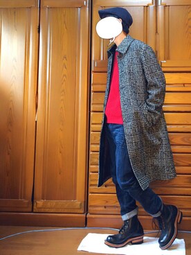 「ワークブーツ」｜「アイテム（その他アウター）」を使った、tebaさん（メンズ・166cm）の冬コーディネート