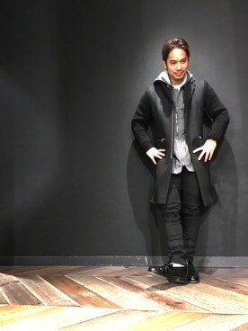 「DIESEL（ディーゼル）のアイテム（チェスターコート）」を使った、Yanasanさん（メンズ・159cm）の秋コーディネート