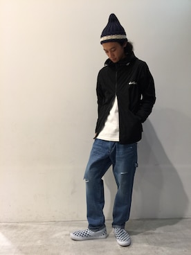 「SEVENDAYS=SUNDAY（セブンデイズサンデイ）のアイテム（帽子）」を使った、伊宝田優真さん（メンズ・175cm）の秋コーディネート