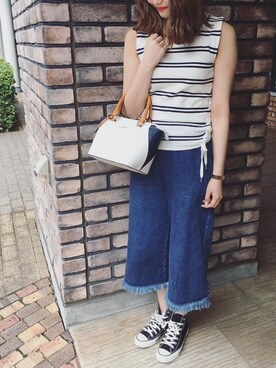 「& chouette（アンドシュエット）のアイテム（ボストンバッグ）」を使った、kanyaさん（レディース・162cm）の夏コーディネート
