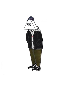 「イラスト」｜「アイテム（ピーコート）」を使った、ナモさん（メンズ・166cm）の秋コーディネート