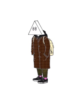 「イラスト」｜「アイテム（ステンカラーコート）」を使った、ナモさん（メンズ・166cm）の冬コーディネート