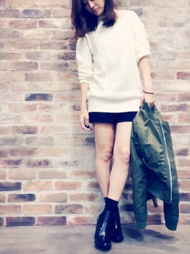 「カーキアウター」｜「アイテム（ナイロンジャケット）」を使った、AYAKA04さん（レディース・155cm）の秋コーディネート