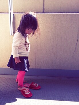 「H&M（エイチ・アンド・エム）のアイテム（Tシャツ/カットソー、ホワイト系）」を使った、naohonoさん（レディース・80cm）の春コーディネート