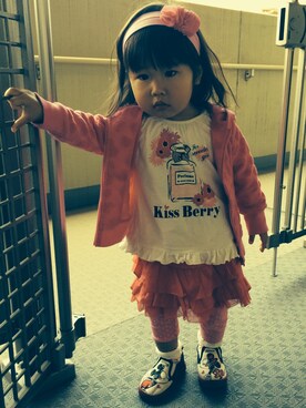 「しまむら（シマムラ）のアイテム（パーカー、ピンク系）」を使った、naohonoさん（レディース・80cm）の春コーディネート