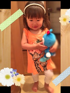 「H&M（エイチ・アンド・エム）のアイテム（タンクトップ、オレンジ系）」を使った、naohonoさん（レディース・80cm）の春コーディネート