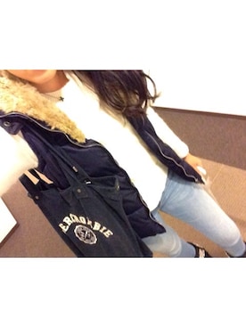 「Abercrombie&Fitch（アバークロンビーアンドフィッチ）のアイテム（バッグ）」を使った、Amiさん（レディース・162cm）の秋コーディネート