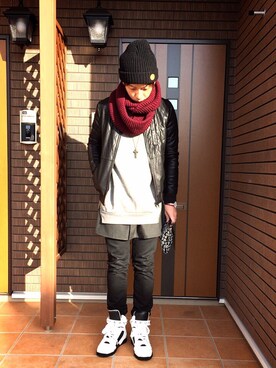 「Marc by Marc Jacobs（マークバイマークジェイコブス）のアイテム（クラッチバッグ）」を使った、mirokiさん（メンズ・175cm）の冬コーディネート