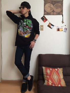「RAT FINK（ラットフィンク）のアイテム」を使った、kimiさん（メンズ・170cm）の春コーディネート