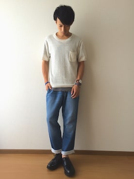 「SHIPS JET BLUE（シップスジェットブルー）のアイテム（Tシャツ/カットソー）」を使った、kimiさん（メンズ・170cm）の夏コーディネート