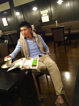 「GOSTAR DE FUGA（ゴスタール ジフーガ）のアイテム（モカシン/デッキシューズ）」を使った、Tokuさん（メンズ・178cm）の秋コーディネート