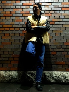 「FREEWHEELERS（フリーホイーラーズ）のアイテム（その他）」を使った、小手田 晃一さん（メンズ・172cm）の冬コーディネート