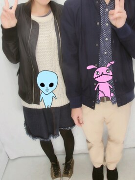 「AVAN LILY（アヴァンリリィ）のアイテム（ブルゾン）」を使った、ponsan◡̎⃝さん（レディース・164cm）の冬コーディネート