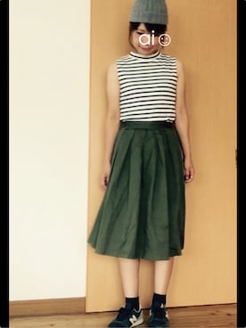 「ひざ丈スカート」｜⁑⁑ぁぃ⁑⁑さん（レディース・158cm・20代）の夏コーディネート