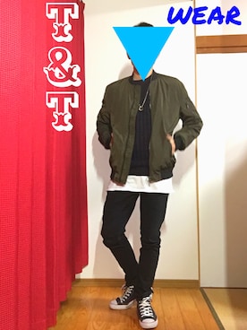 「激安コーデ」｜「アイテム（ブルゾン）」を使った、T&Tさん（メンズ・172cm）の秋コーディネート