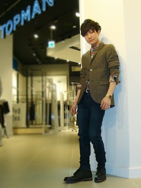 「TOPMAN（トップマン）のアイテム（トップス）」を使った、TOPMAN スタッフさん（メンズ・171cm）の冬コーディネート