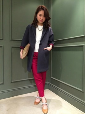 「Abahouse Devinette（ドゥヴィネット）のアイテム（ジャケット/アウター）」を使った、柴田さん（レディース・158cm）の秋コーディネート