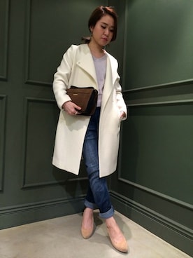 「Abahouse Devinette（ドゥヴィネット）のアイテム（その他アウター）」を使った、柴田さん（レディース・158cm）の秋コーディネート