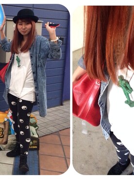 「H&M DIVIDED（エイチアンドエム　ディヴァイデッド）の陰陽レギンス（レギンス/スパッツ、ブラック系）」を使った、レイナさん（レディース・163cm）の春コーディネート