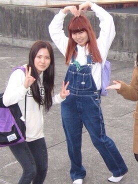 「Kanken（カンケン）のリュック（バックパック/リュック、パープル系）」を使った、レイナさん（レディース・163cm）の春コーディネート