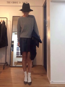 「rag & bone（ラグアンドボーン）のアイテム（帽子）」を使った、HANAKOSUGAさん（レディース・158cm）の冬コーディネート