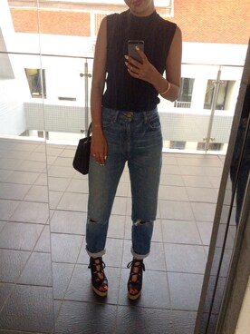 「ボーイフレンドデニム」｜HANAKOSUGAさん（レディース・158cm）の夏コーディネート