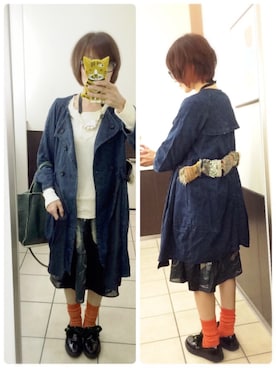 「FRAPBOIS」｜「アイテム（トレンチコート）」を使った、ひかる(Hikaru☆)さん（レディース・157cm）の秋コーディネート