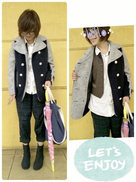 「FRAPBOIS half」｜「アイテム（ピーコート）」を使った、ひかる(Hikaru☆)さん（レディース・157cm）の秋コーディネート