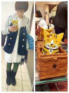 「シャツワンピ」｜「アイテム（ピーコート）」を使った、ひかる(Hikaru☆)さん（レディース・157cm）の冬コーディネート